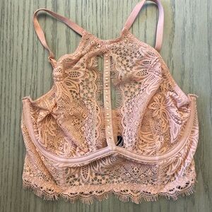 💜Victoria’s Secret Very Sexy Unlined Lace Halter Long Line Bra 32 C
